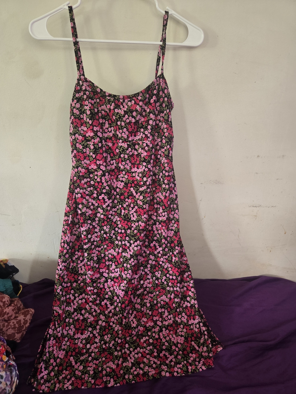 Pink Floral Spaghetti-Strap Maxi Dress in Black